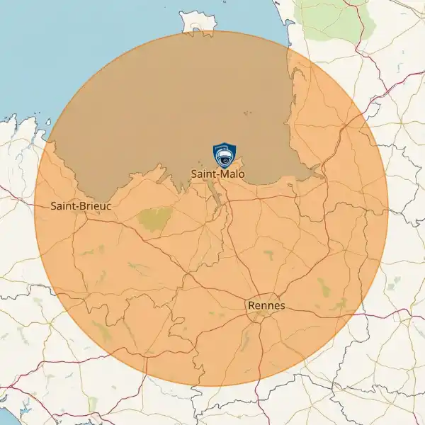 Carte de la zone d intervention pour installation d alarme : Saint-Malo, Cancale, Dinard, Saint-Coulomb et Dol-de-Bretagne