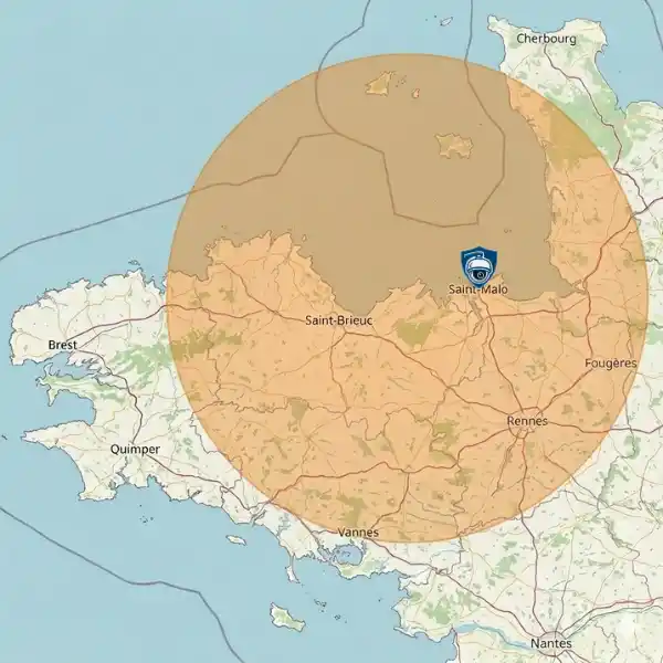 arte zone d'intervention installateur alarme et caméra : Saint-Malo, Dinard, Rennes, Dinan et toute la Bretagne.